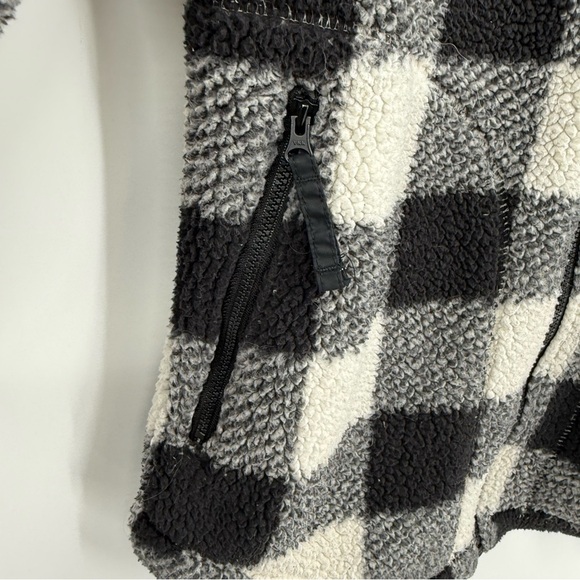 Columbia West Bend Sherpa Fleece Jacket Black White Check Size Small Full Zip - Picture 5 of 9